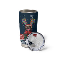 French Bulldog Reindeer Antlers Lights Tumbler Cup with Red Green Winter Pattern Design - Wonder Print Shop