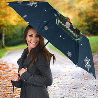 French Bulldog Reindeer Antlers Lights Umbrella with Red Green Winter Pattern Design - Wonder Print Shop