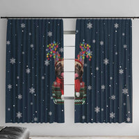 French Bulldog Reindeer Antlers Lights Window Curtain with Red Green Winter Pattern Design - Wonder Print Shop