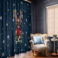 French Bulldog Reindeer Antlers Lights Window Curtain with Red Green Winter Pattern Design - Wonder Print Shop