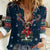 French Bulldog Reindeer Antlers Lights Women Casual Shirt with Red Green Winter Pattern Design - Wonder Print Shop