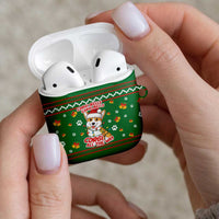 Corgi Dog Lights Corgi Bells Corgi All the Way AirPods Case wirh Green Snowflake Pattern Design - Wonder Print Shop