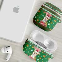 Corgi Dog Lights Corgi Bells Corgi All the Way AirPods Case wirh Green Snowflake Pattern Design - Wonder Print Shop