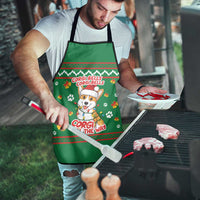 Corgi Dog Lights Corgi Bells Corgi All the Way Apron wirh Green Snowflake Pattern Design - Wonder Print Shop