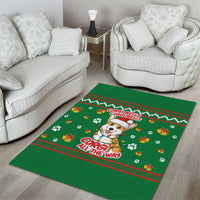 Corgi Dog Lights Corgi Bells Corgi All the Way Area Rug wirh Green Snowflake Pattern Design - Wonder Print Shop
