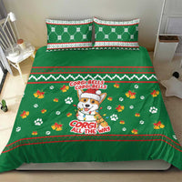Corgi Dog Lights Corgi Bells Corgi All the Way Bedding Set wirh Green Snowflake Pattern Design - Wonder Print Shop