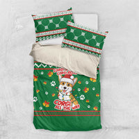 Corgi Dog Lights Corgi Bells Corgi All the Way Bedding Set wirh Green Snowflake Pattern Design - Wonder Print Shop