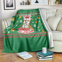 Corgi Dog Lights Corgi Bells Corgi All the Way Blanket wirh Green Snowflake Pattern Design - Wonder Print Shop