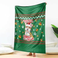 Corgi Dog Lights Corgi Bells Corgi All the Way Blanket wirh Green Snowflake Pattern Design - Wonder Print Shop