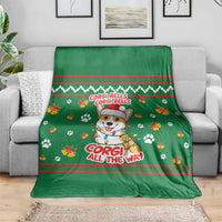 Corgi Dog Lights Corgi Bells Corgi All the Way Blanket wirh Green Snowflake Pattern Design - Wonder Print Shop