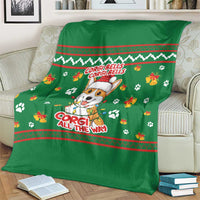 Corgi Dog Lights Corgi Bells Corgi All the Way Blanket wirh Green Snowflake Pattern Design - Wonder Print Shop