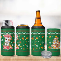 Corgi Dog Lights Corgi Bells Corgi All the Way 4 in 1 Can Cooler Tumbler wirh Green Snowflake Pattern Design - Wonder Print Shop