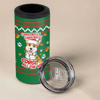 Corgi Dog Lights Corgi Bells Corgi All the Way 4 in 1 Can Cooler Tumbler wirh Green Snowflake Pattern Design - Wonder Print Shop