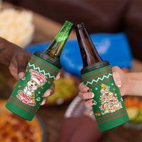 Corgi Dog Lights Corgi Bells Corgi All the Way 4 in 1 Can Cooler Tumbler wirh Green Snowflake Pattern Design - Wonder Print Shop