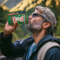 Corgi Dog Lights Corgi Bells Corgi All the Way 4 in 1 Can Cooler Tumbler wirh Green Snowflake Pattern Design - Wonder Print Shop