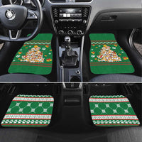 Corgi Dog Lights Corgi Bells Corgi All the Way Car Mats wirh Green Snowflake Pattern Design - Wonder Print Shop
