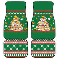 Corgi Dog Lights Corgi Bells Corgi All the Way Car Mats wirh Green Snowflake Pattern Design - Wonder Print Shop