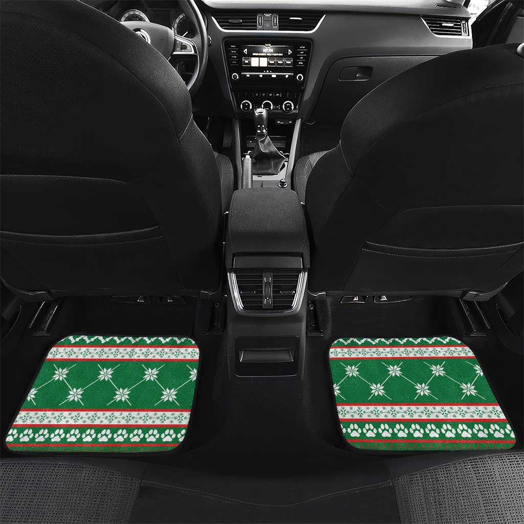 Corgi Dog Lights Corgi Bells Corgi All the Way Car Mats wirh Green Snowflake Pattern Design - Wonder Print Shop