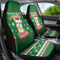 Corgi Dog Lights Corgi Bells Corgi All the Way Car Seat Cover wirh Green Snowflake Pattern Design - Wonder Print Shop