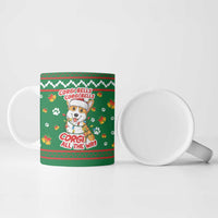 Corgi Dog Lights Corgi Bells Corgi All the Way Ceramic Mug wirh Green Snowflake Pattern Design - Wonder Print Shop