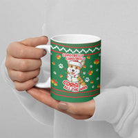 Corgi Dog Lights Corgi Bells Corgi All the Way Ceramic Mug wirh Green Snowflake Pattern Design - Wonder Print Shop