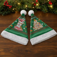 Corgi Dog Lights Corgi Bells Corgi All the Way Christmas Santa Hat wirh Green Snowflake Pattern Design - Wonder Print Shop