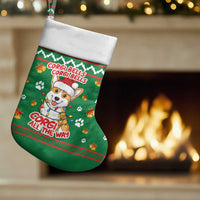 Corgi Dog Lights Corgi Bells Corgi All the Way Christmas Stocking wirh Green Snowflake Pattern Design - Wonder Print Shop
