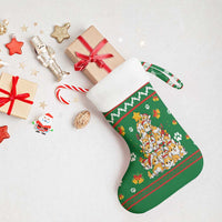 Corgi Dog Lights Corgi Bells Corgi All the Way Christmas Stocking wirh Green Snowflake Pattern Design - Wonder Print Shop