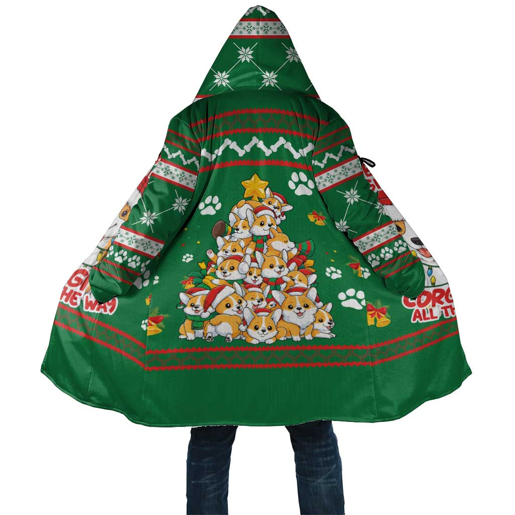 Corgi Dog Lights Corgi Bells Corgi All the Way Cloak wirh Green Snowflake Pattern Design - Wonder Print Shop