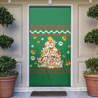 Corgi Dog Lights Corgi Bells Corgi All the Way Door Cover wirh Green Snowflake Pattern Design - Wonder Print Shop