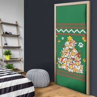 Corgi Dog Lights Corgi Bells Corgi All the Way Door Cover wirh Green Snowflake Pattern Design - Wonder Print Shop