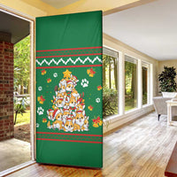 Corgi Dog Lights Corgi Bells Corgi All the Way Door Cover wirh Green Snowflake Pattern Design - Wonder Print Shop