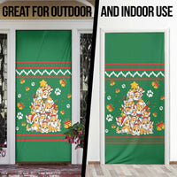 Corgi Dog Lights Corgi Bells Corgi All the Way Door Cover wirh Green Snowflake Pattern Design - Wonder Print Shop