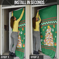 Corgi Dog Lights Corgi Bells Corgi All the Way Door Cover wirh Green Snowflake Pattern Design - Wonder Print Shop