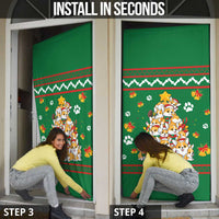 Corgi Dog Lights Corgi Bells Corgi All the Way Door Cover wirh Green Snowflake Pattern Design - Wonder Print Shop