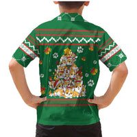 Corgi Dog Lights Corgi Bells Corgi All the Way Family Matching Mermaid Dress and Hawaiian Shirt wirh Green Snowflake Pattern Design - Wonder Print Shop