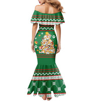 Corgi Dog Lights Corgi Bells Corgi All the Way Family Matching Mermaid Dress and Hawaiian Shirt wirh Green Snowflake Pattern Design - Wonder Print Shop
