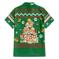 Corgi Dog Lights Corgi Bells Corgi All the Way Family Matching Off The Shoulder Long Sleeve Dress and Hawaiian Shirt wirh Green Snowflake Pattern Design - Wonder Print Shop