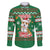 Corgi Dog Lights Corgi Bells Corgi All the Way Family Matching Off The Shoulder Long Sleeve Dress and Hawaiian Shirt wirh Green Snowflake Pattern Design - Wonder Print Shop