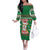 Corgi Dog Lights Corgi Bells Corgi All the Way Family Matching Off The Shoulder Long Sleeve Dress and Hawaiian Shirt wirh Green Snowflake Pattern Design - Wonder Print Shop