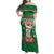 Corgi Dog Lights Corgi Bells Corgi All the Way Family Matching Off Shoulder Maxi Dress and Hawaiian Shirt wirh Green Snowflake Pattern Design - Wonder Print Shop