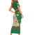 Corgi Dog Lights Corgi Bells Corgi All the Way Family Matching Short Sleeve Bodycon Dress and Hawaiian Shirt wirh Green Snowflake Pattern Design - Wonder Print Shop