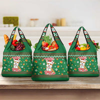 Corgi Dog Lights Corgi Bells Corgi All the Way Grocery Bag wirh Green Snowflake Pattern Design - Wonder Print Shop
