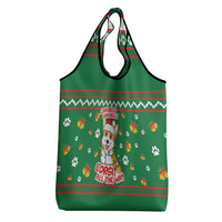 Corgi Dog Lights Corgi Bells Corgi All the Way Grocery Bag wirh Green Snowflake Pattern Design - Wonder Print Shop