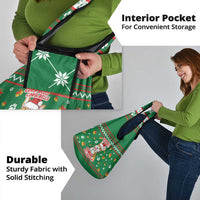 Corgi Dog Lights Corgi Bells Corgi All the Way Grocery Bag wirh Green Snowflake Pattern Design - Wonder Print Shop