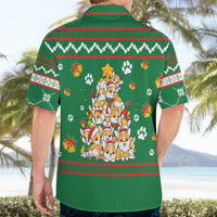 Corgi Dog Lights Corgi Bells Corgi All the Way Hawaiian Shirt wirh Green Snowflake Pattern Design - Wonder Print Shop