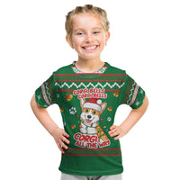 Corgi Dog Lights Corgi Bells Corgi All the Way Kid T Shirt wirh Green Snowflake Pattern Design - Wonder Print Shop