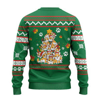 Corgi Dog Lights Corgi Bells Corgi All the Way Ugly Christmas Sweater wirh Green Snowflake Pattern Design - Wonder Print Shop