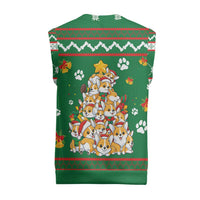 Corgi Dog Lights Corgi Bells Corgi All the Way Christmas Knitted V-Neck Vest wirh Green Snowflake Pattern Design - Wonder Print Shop