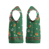 Corgi Dog Lights Corgi Bells Corgi All the Way Christmas Knitted V-Neck Vest wirh Green Snowflake Pattern Design - Wonder Print Shop